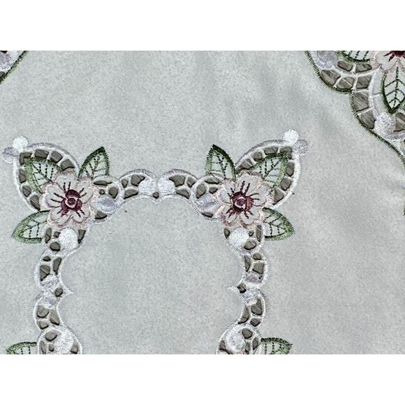 Set Of 4 Embroidered Doilies Pink Green Floral Lattice 9” Square NEW - Picture 5 of 10